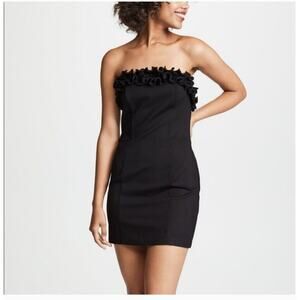 Amanda Uprichard Black Ruffle Mini Dress Women's Size Size L Strapless